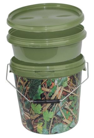 10 Litre Round Camo Bucket with Internal  Tray