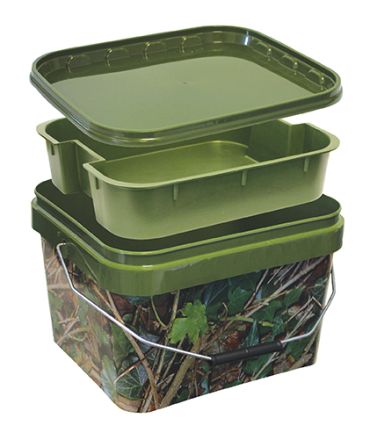 10 Litre Square Camo Bucket with Internal Tray