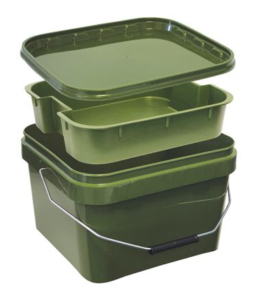10 Litre Square Green Bucket with Internal Tray